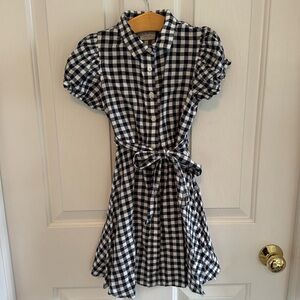 Gingham navy dress